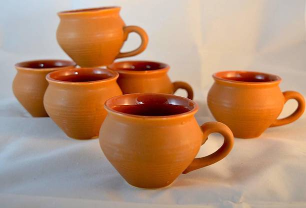MILEN Pack of 6 Ceramic Kullad cup set Handmade kitchenware tea cup set, Pottery chai cup set Coffee mug
