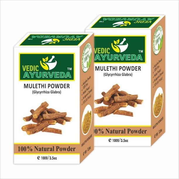 VEDICAYURVEDA 100% Organic Mulethi Powder for Skin Care - Set of 2