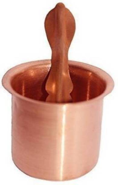 Rolimoli 100% Pure Copper PANCH PATRA Kalash Glass with Spoon, Panchpatra Set for pooja Copper Kalash