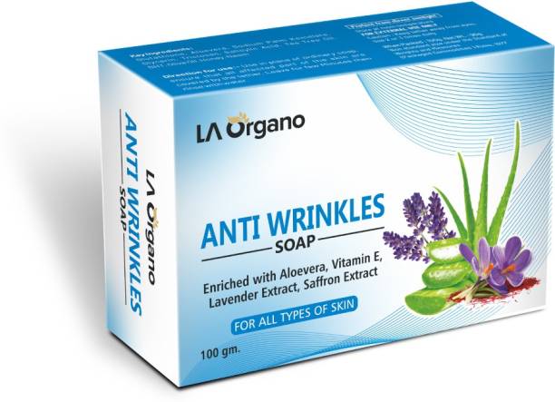 LA Organo Anti Wrinkle Soap Enriched with Aloe Vera, Vit E & Natural Ingredients Anti aging and wrinkle control Soap For All Skin Type