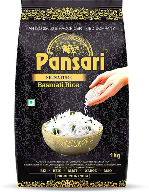 Pansari 2-Years Aged Long Grain Premium Quality Signature Basmati Rice,Biryani Rice, Pulav Rice- 1KG Pack Basmati Rice (Long Grain, Raw)