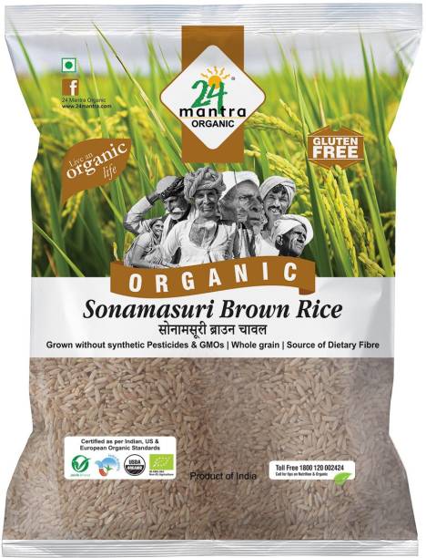 24 mantra ORGANIC Organic Sonamasuri Unpolished Rice Brown/Brown Chawal Brown Sona Masoori Rice