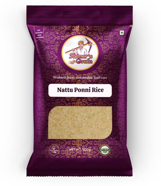Farmers Grain Traditional Nattu Ponni Rice (1 kg) Boiled Rice (Medium Grain, Parboiled)