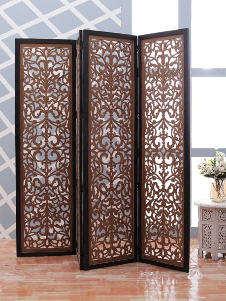 Artesia Handcrafted 4 Panel Wooden Room Partition & Room Divider (Brown) Solid Wood Decorative Screen Partition