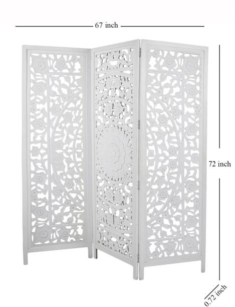 Artesia Handcrafted 3 Panel Wooden Room Partition & Room Divider (White) Solid Wood Decorative Screen Partition