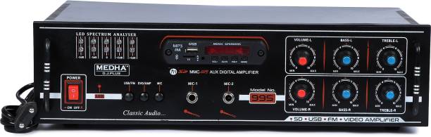 MEDHA D.J. PLUS M.NO.-995 High Quality Transistor 4Channel Stereo Power Amplifier with Big LED Display And LED Spectrum Analyser /Bluetooth/Recording /MIC Input/USB/SD Card Slot/FM Radio/AUX Input/Remote Control & Built-in Equalizer with Bass, Treble & Balance Control 500 W AV Power Amplifier