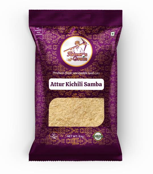 Farmers Grain Traditional Attur Kichili Samba Rice(5 kg) Boiled Rice (Medium Grain, Parboiled)