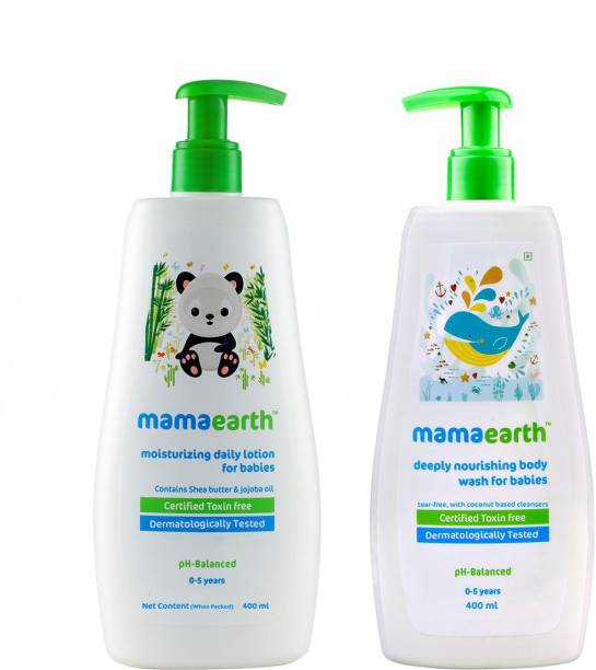 MamaEarth Deeply Nourishing Body Wash for Babies 400ml + Moisturizing Daily Lotion For Babies 400 ml