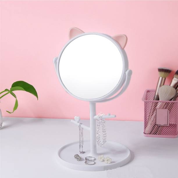 pepplo Makeup Mirror Shaving Mirror,Free Standing Table Vanity Mirror on Stand with Rotation,Cat Shape