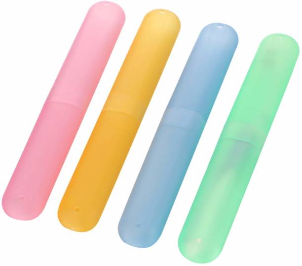 QWEEZER Translucent Plastic Toothbrush Tube Cover Cases (4pieces, Multicolour) Plastic Toothbrush Holder
