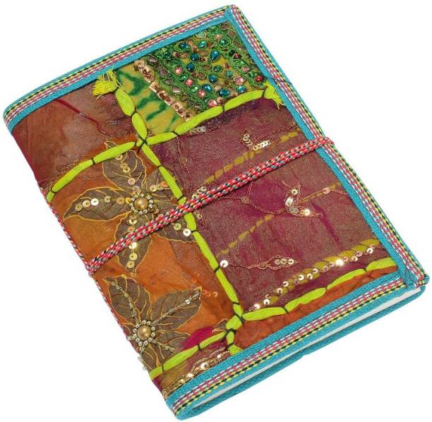 Krishnaimpex Hand Crafted Thread Work Handmade Paper Diary Note Book SZ 20.5 x 14.5 cm A5 Diary Unruled 50 Pages