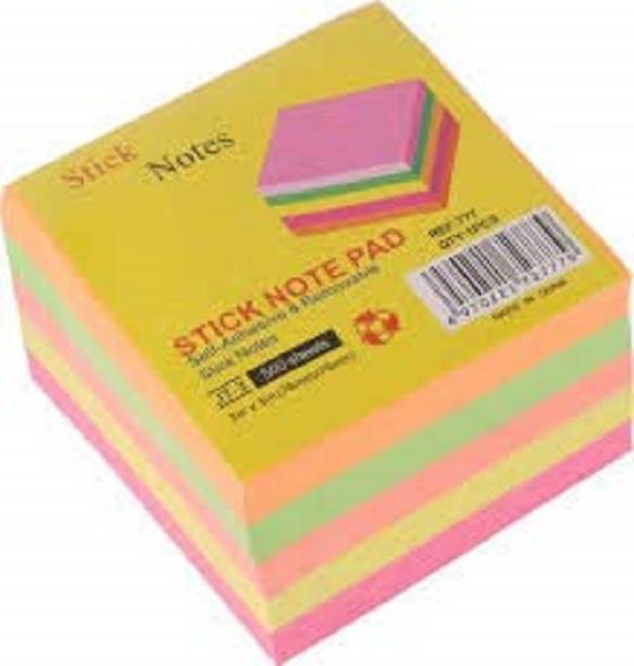 Samvardhan 400 Sheets (3X3) Fluorescent Paper Self Adhesive and Removable Sticky Notes 400 Sheets Regular, 5 Colors