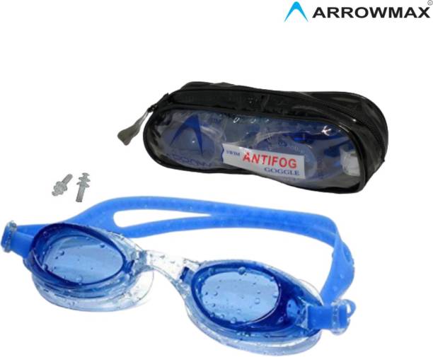 ArrowMax Starters Unisex free size silicone strap swimming goggles ASG-160/BLUE Swimming Kit