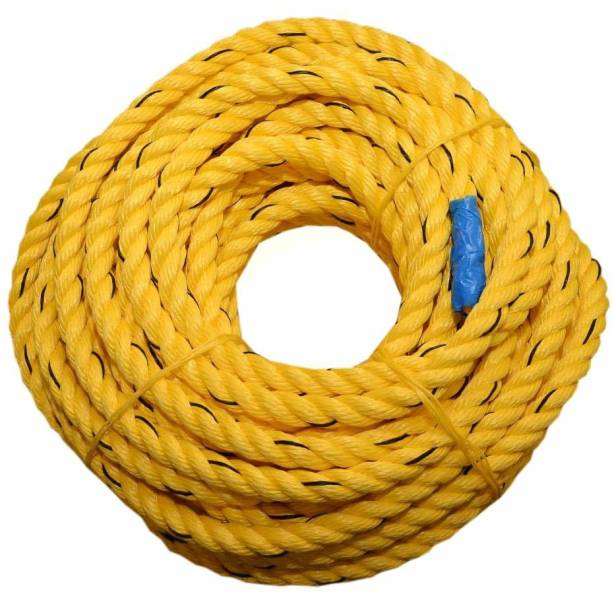 Eos Polymore Twisted Braided Cord Twine Rope String ( Yellow , 12 mm) Battle Rope