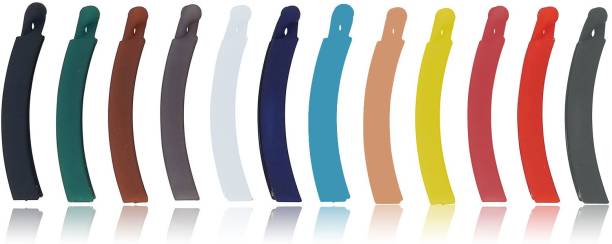 Evolution Banana Clips Thick Curved Matte Basic Colors, Medium size (Pack of 12) Banana Clip
