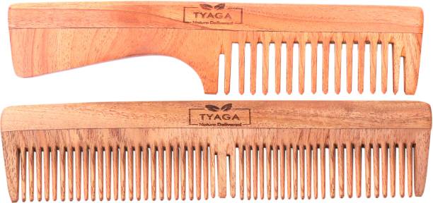 tyaga Handmade Neem Wood Anti-Dandruff Combs (Pack Of 2)