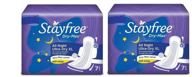 STAYFREE Dry-Max All Night XL+7+7 Wings Sanitary Pad Sanitary Pad