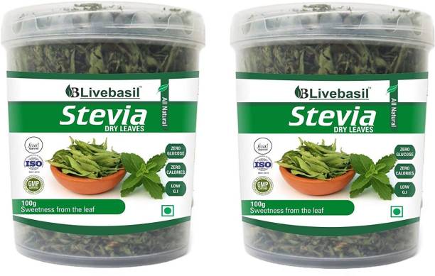 livebasil Dry Stevia Leaf (Madhu Tulsi) Sugarfree Stevia Leaves - Natural Sugar-Free Sweetener Sweetener