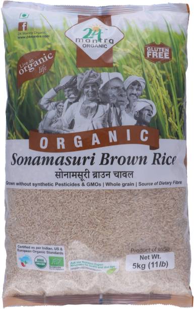 24 mantra ORGANIC Organic Sonamasuri Rice Brown/Chawal (Unpolished) Brown Sona Masoori Rice