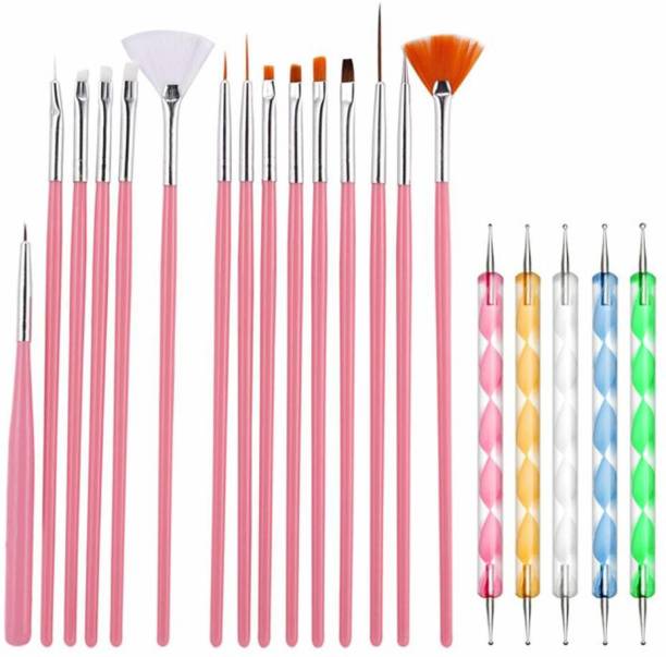 MACPLUS Nail Art Design Tools, 20Pcs Nail Art Supplies Nail Art Pens Kit with 15pcs Painting Brushes Set and 5pcs Dotting Pens