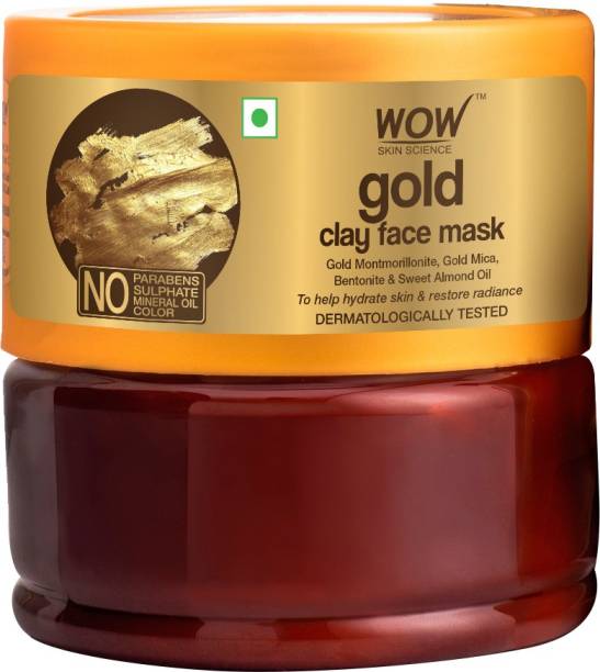 WOW SKIN SCIENCE Gold Clay Face Mask for Hydrating Skin & Restoring Radiance - No Parabens, Sulphate, Mineral Oil & Color - 200mL