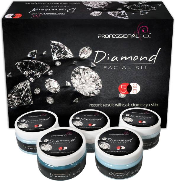 Professional Feel Diamond Facial Kit, Premium Range For Fairness, Whiting, Skin, Instant Glow, Way to use facial kit, Fairness, Whiting, Skin, Instant Result Without Damage Skin (Set of 5)