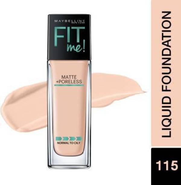 MAYBELLINE NEW YORK Fit Me Matte+Poreless Liquid Foundation (With Pump & SPF 22), 115 Ivory, 30ml Foundation
