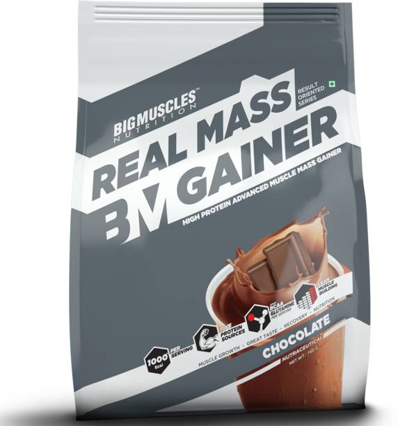 BIGMUSCLES NUTRITION Real Mass Gainer, Lean Whey Protein Muscle Mass Gainer, 1000 Calories Per Serving Weight Gainers/Mass Gainers