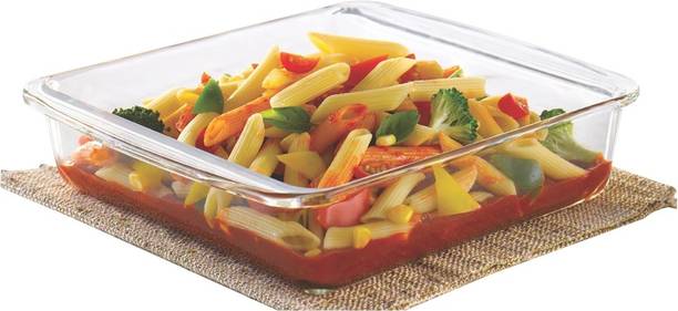 Borosil Square Dish with Handle 1.6 L Glass Serving Bowl