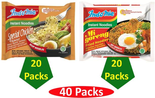 indomie Combo Special Chicken 20 and Goreng 20 pack Instant Noodles Non-vegetarian