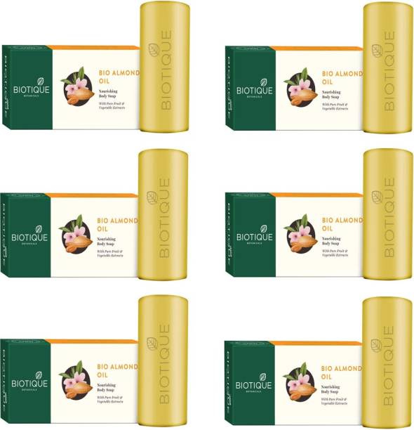 BIOTIQUE Pack of 6 Bio Almond Oil Nourishing Body Soap, 150g ( For All Skin Types )
