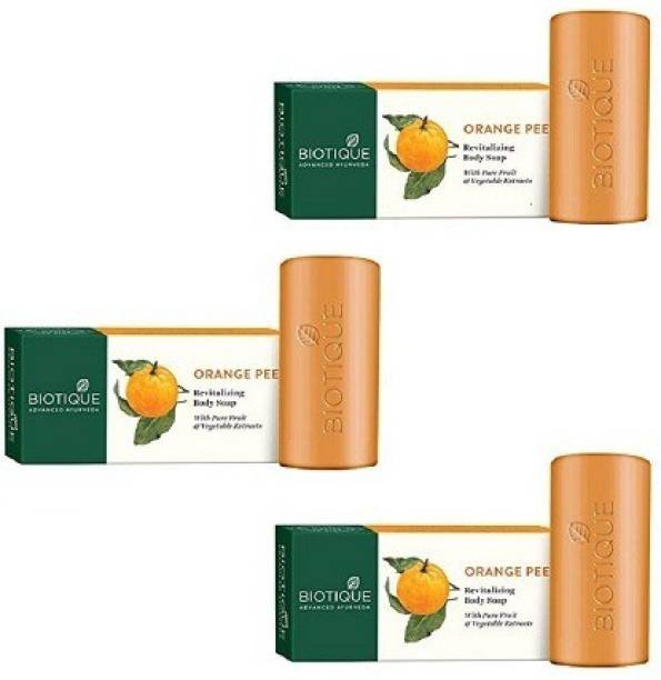 BIOTIQUE Pack of 3 Bio Orange Peel Revitalizing Body Soap, 150g ( For All Skin Types )