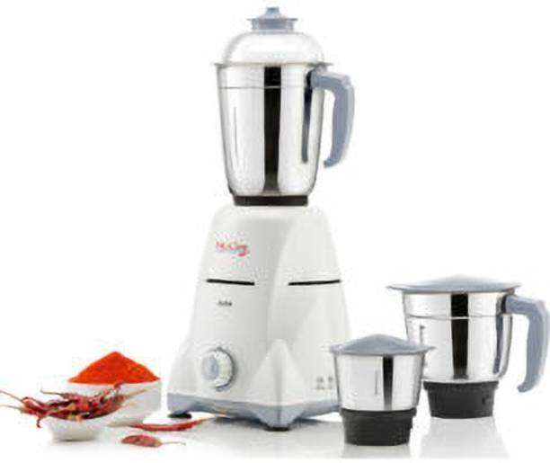 Mccoy 750 Watts Mixer Grinder with 3 Stainless Steel Jar 750 W Aura 750 Mixer Grinder (3 Jars, White, Blue)
