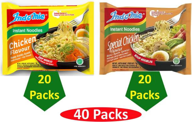 indomie Combo Chicken Flavor 20 and Special Chicken 20 pack Instant Noodles Non-vegetarian