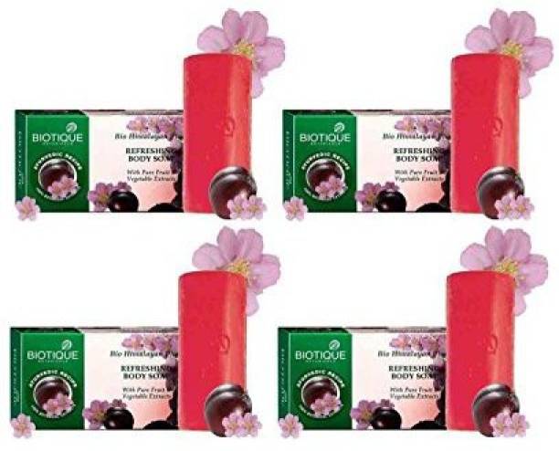 BIOTIQUE Pack of 4 Bio Himalayan Plum Refreshing Body Soap, 150g ( For All Skin Types )