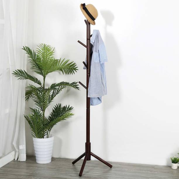 ADA 7 Hook Wooden Coat Rack Tree Bamboo Coat and Umbrella Stand