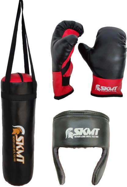 SKMT Kids Boxing kit Black (Filled Punching Bag, Gloves and Headgear, Age 2-8 Years) Boxing Kit