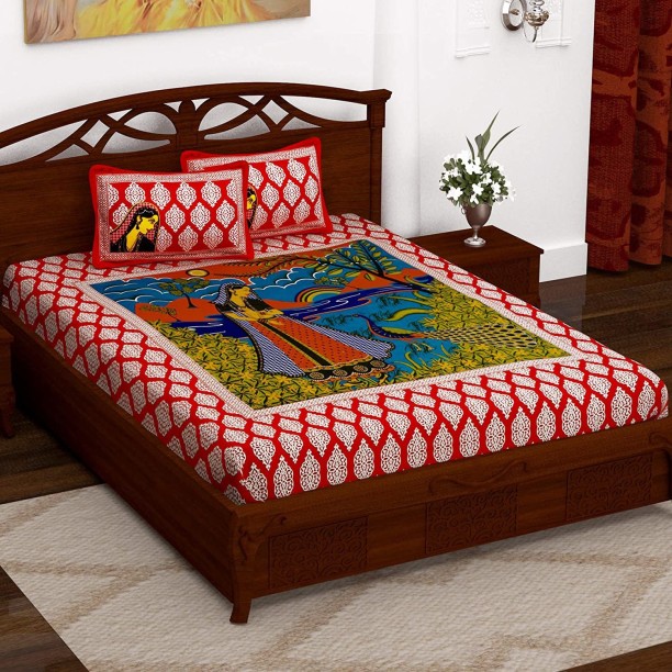 Details about   JBG Home Store Cotton Embroidered Full Bedsheet 140 TC 2 Pillow-n9v 