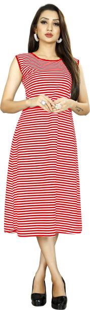 SHEQE Women Fit and Flare Red Dress