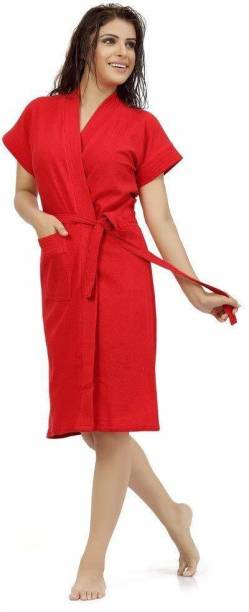 Flipkart SmartBuy Red Free Size Bath Robe