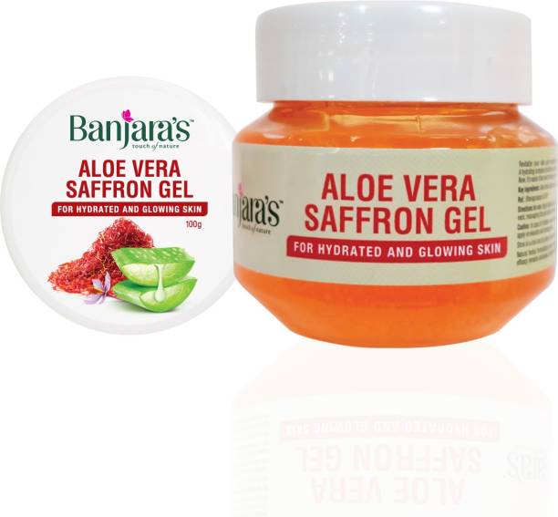 Banjara's Aloe vera Saffron Gel for Silky , soft & radiant Skin , 100gms (Pack of 2 )