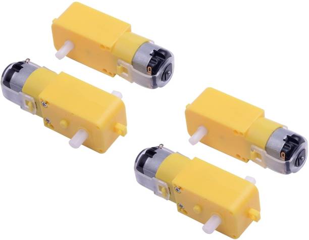 Robotronics BO Motor TT Geared Motor for Smart Car Robot Yellow Dual Shaft for Car Chassis (Pack of 4 ) Educational Electronic Hobby Kit