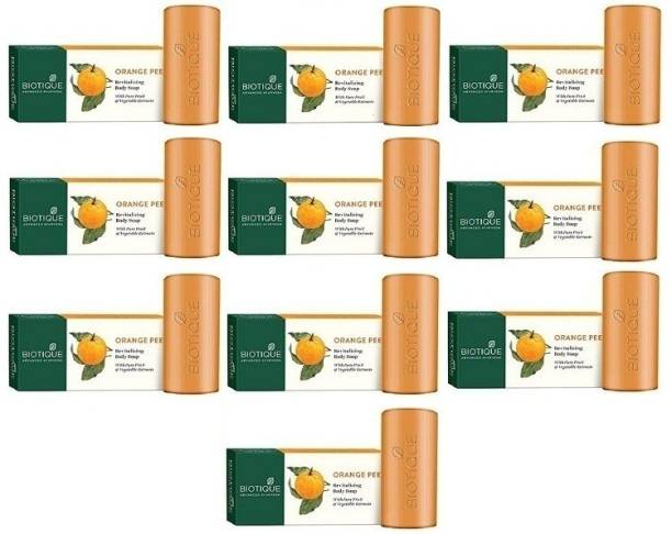 BIOTIQUE Bio Pack of 10 Orange Peel Revitalizing Pure Fruit Body soap 150gm ( For All Skin Types )