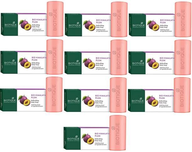 BIOTIQUE Pack of 10 Bio Himalayan Plum Refreshing Body Soap, 150g ( For All Skin Types )
