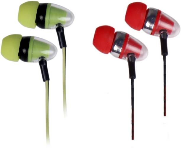 Family Occasion Super HD Sound Inspired Design Green and Red Earphone(Pack of 2) Wired Headset