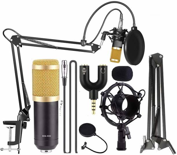 Top headset cable cheap price 5stars Flipkart in India 59 DawnRays BM800 Professtional Mic Studio Recording Condenser Mic Kit with Plastic Shock Mount Adjustable Suspension Scissor Arm Stand Pop Filter 3.5mm Audio Jack to Headphone Splitter Microphone