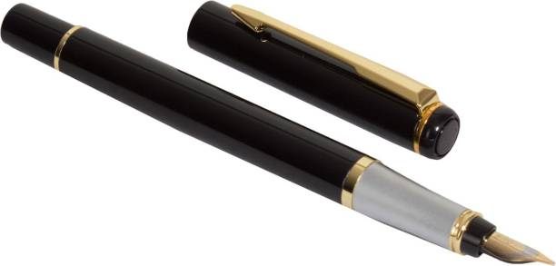 auteur 801 Executive Black Color Medium Nib Metal Body With Golden Arrow Clip Fountain Pen