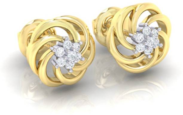 diamtrendz jewels Yellow Gold 14kt Diamond Stud Earring