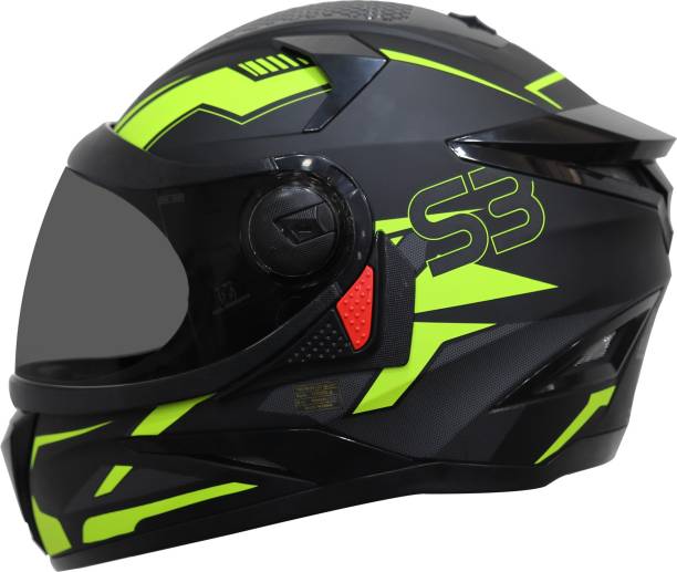 Steelbird SBH-17 Terminator Full Face Graphic Helmet in Matt Black Fluo Yellow Motorbike Helmet