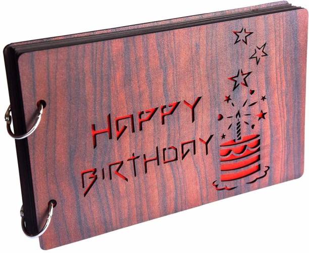 trendy homes Happy Birthday Wooden Scrapbook Photo Album for Memorable Gift on Boyfriend Girlfriend Husband Wife Spouse Birthdays, Valentines Day, Anniversary, Monthsary for Couples Album (Photo Size Supported: 4x6) Album